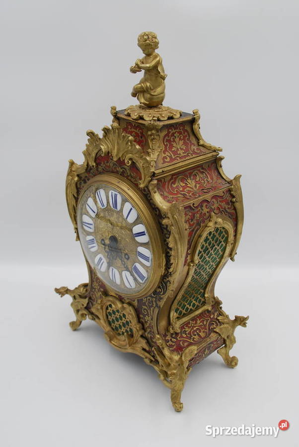 Piękny zegar kominkowy BOULLE XIX wiek