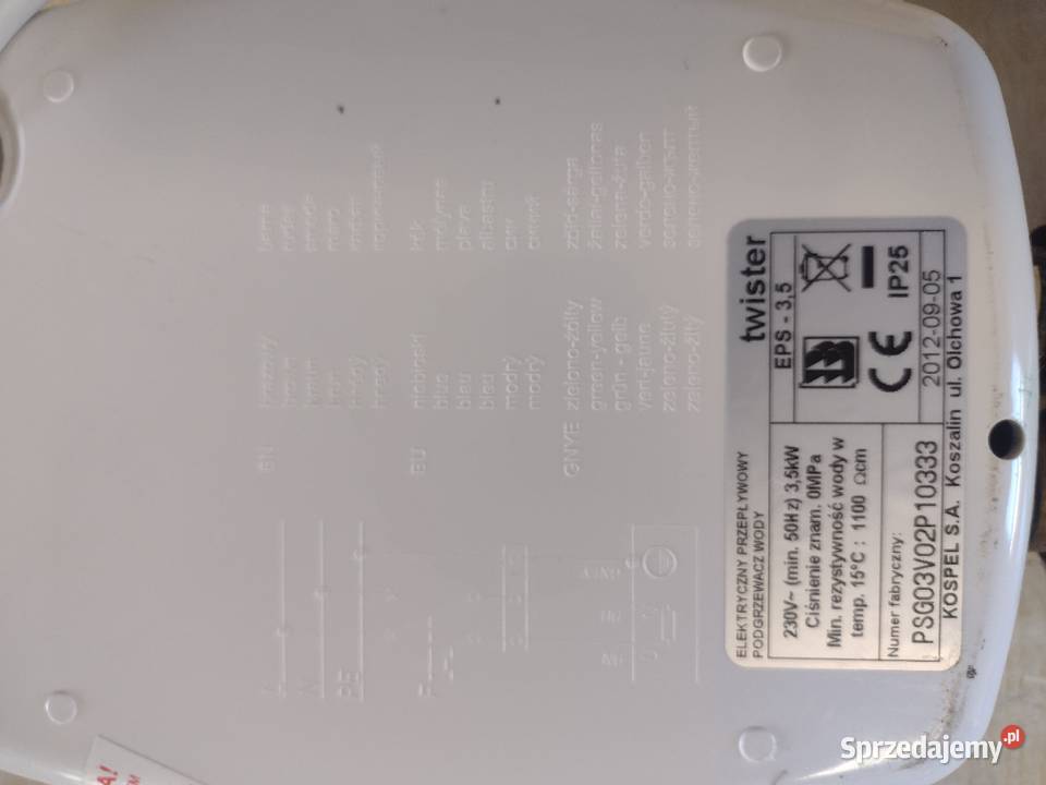 Elektryczny przepływowy podgrzewacz wody Kospel Stargard sprzedam