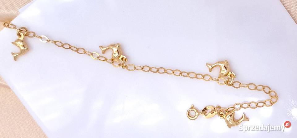 25 Bransoletka Złota pr585 z Delfinkami Z1055 Poznań