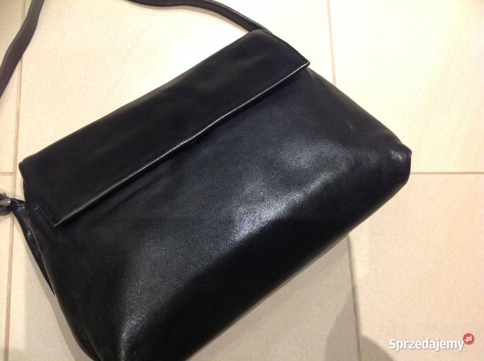 Skórzana Czarna Torebka Damska FANCY na ramię j Nowa Sól
