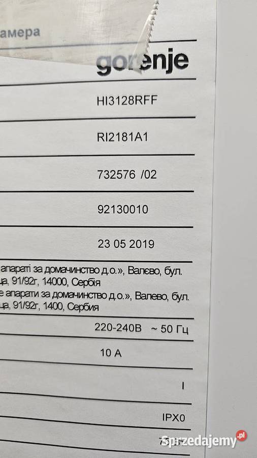 Chlodziarka do zabudowy Gorenjie Włocławek