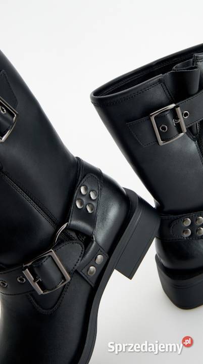 RESERVED PREMiUM buty SkÓRZANE botki kozaki czarny wielkopolskie Leszno sprzedam
