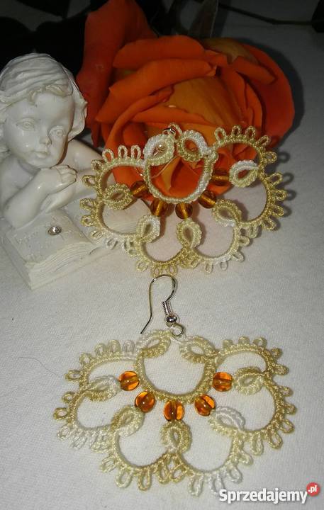 Kolczyki Frywolitkowe Wiśniowa sprzedam