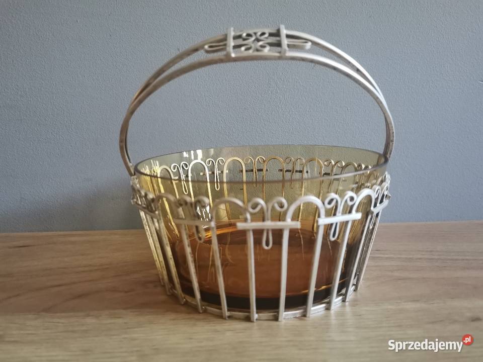 Stara posrebrzana cukiernica cukierniczka szkło Katowice