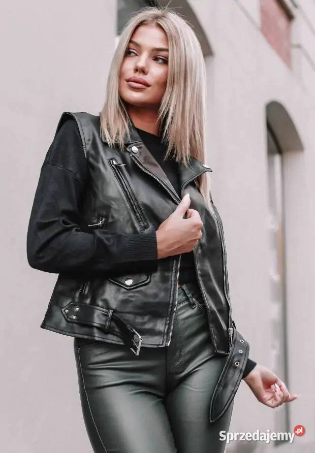 Kamizelka Z Imitacji Skóry Bristol Czarna Nowy Kawęczyn