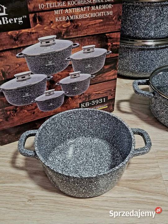 Garnki marmurkowe 5 czarne szare