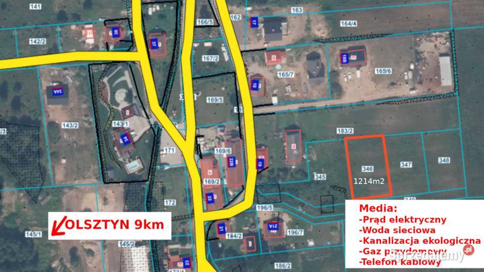 Działka budowlana pow 1214 m2 Dywity Dąbrówka