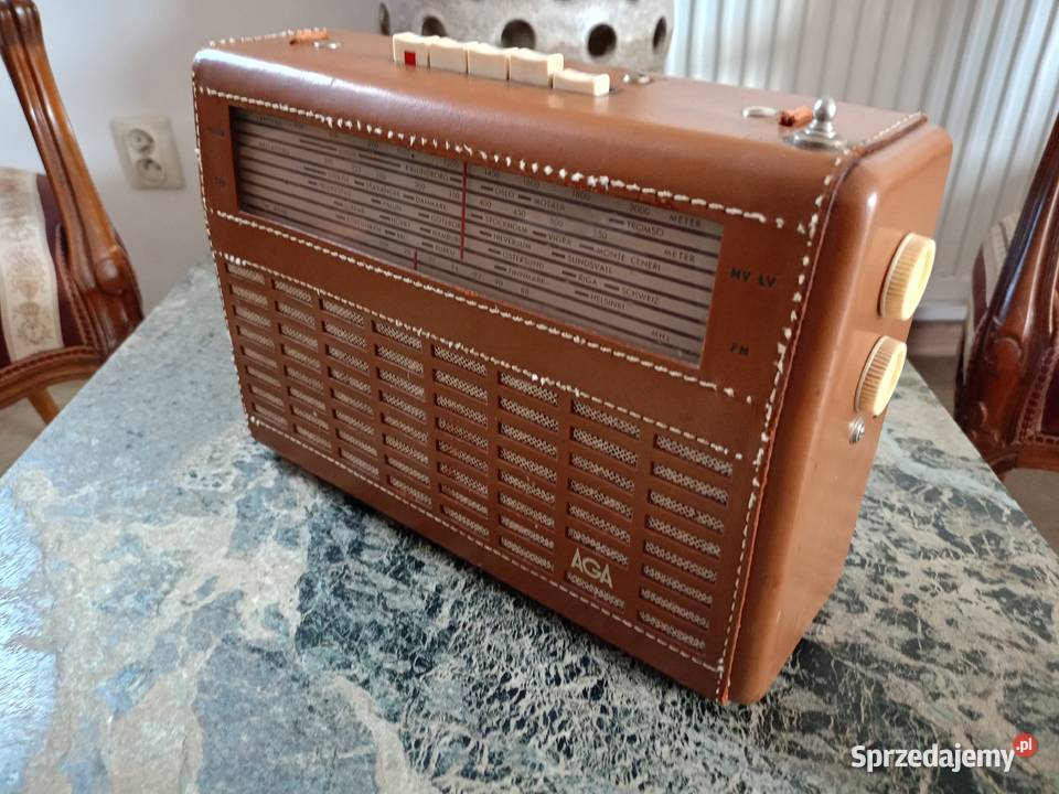 Zabytkowe Radio AGA w skórzanej obudowie 60 Lata Drawski Młyn