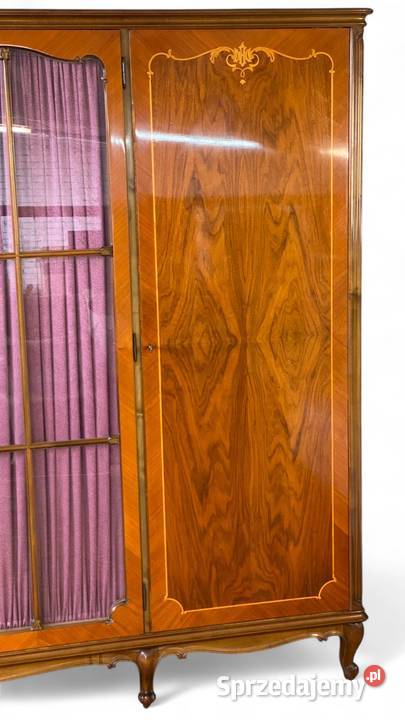 Barokowa szafa pięciodrzwiowa z witryną intarsje Gryfice