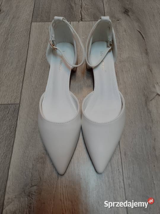 38 Ideal Shoes Białe ślubne baleriny wieczorowe biały Kraków