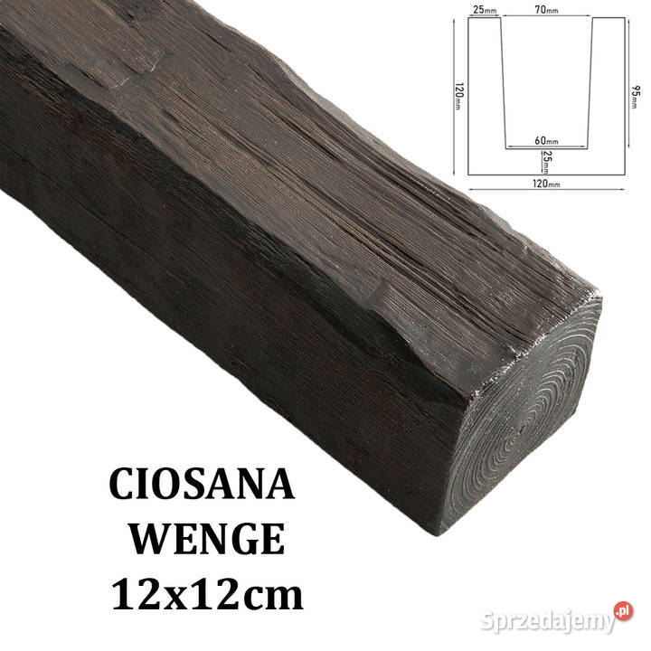 Belka Rustykalna Ciosana 12x12 WENGE Wykończenie małopolskie Gdów sprzedam