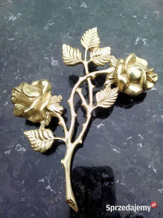 Róża mosiężna złota z kłosem z dłonią prawolewo Strzegowo