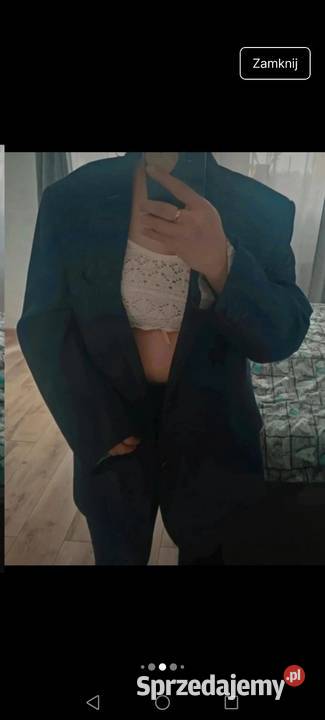 Marynarka Wełniana granatowa o kroju męskim Inny wzór Marynarki i żakiety Krosno