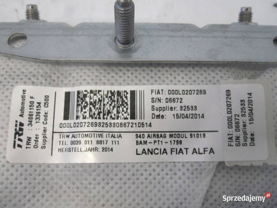 GIULIETTA LIFT 14r AIRBAG poduszka fotela lewy