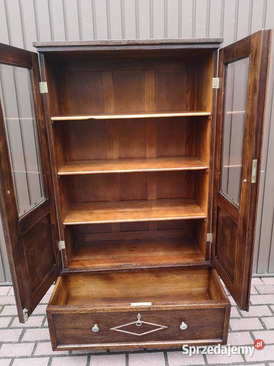 Witryna Biblioteka Serwantka Dębowa Stara Antyk wielkopolskie Swarzędz