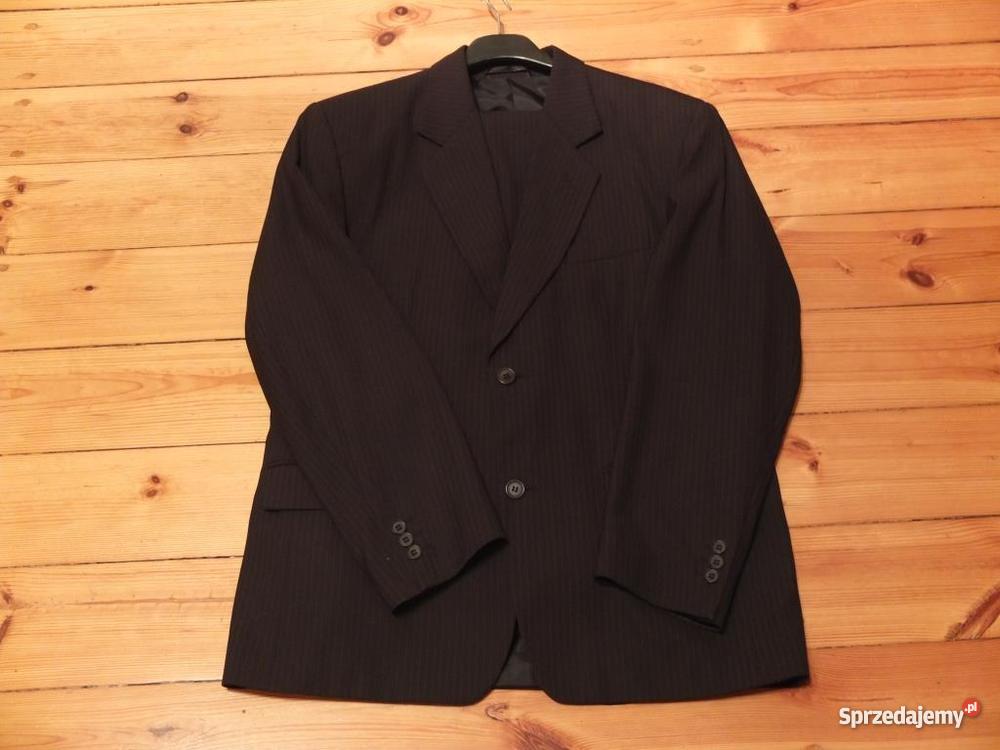 Garnitur męski granat w prążek MENDELSON Odzież wyjściowa Chorzów