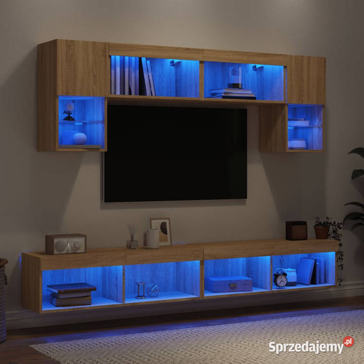 6częściowy zestaw mebli TV z LED dąb sonoma Warszawa