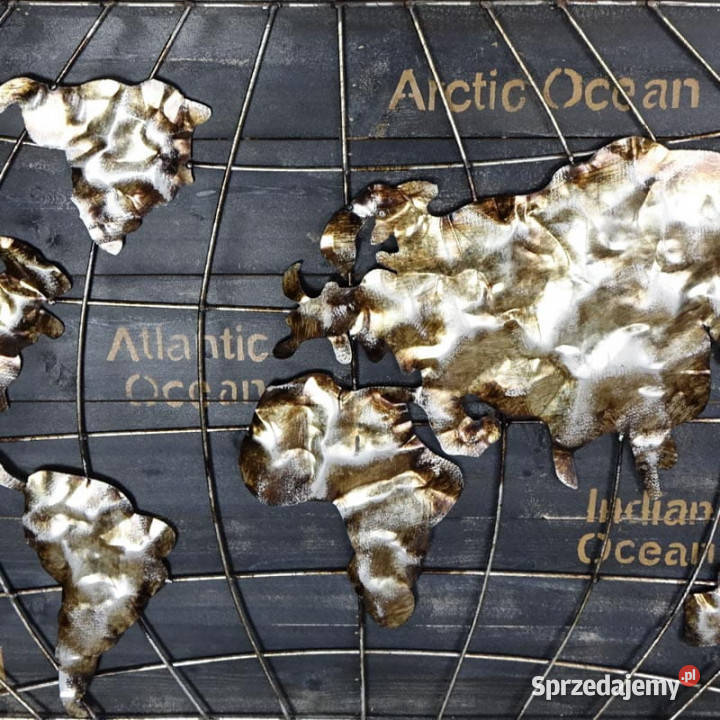 Obraz metalowy 3D LOFT MAPA ŚWIATA 1 120x60 Chmielnik