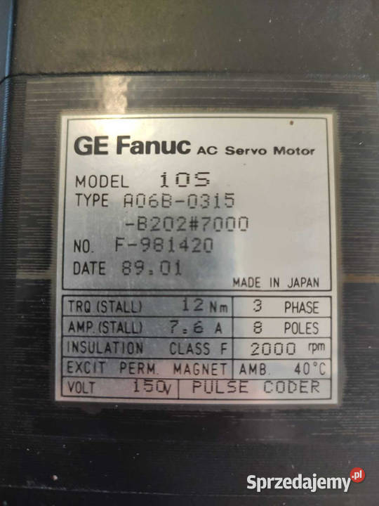 FANUC Model 10S A06B0315B2027000 Servo Motor dolnośląskie Wrocław sprzedam