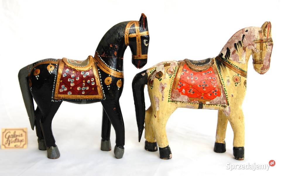 Koń indyjski rzeźba drewniana malowana indyjska Lublin