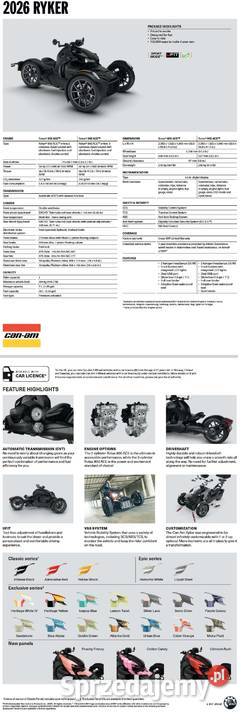 CanAm Ryker STD 900 ACE CVT F2TB 2026 benzyna Nowy Sącz
