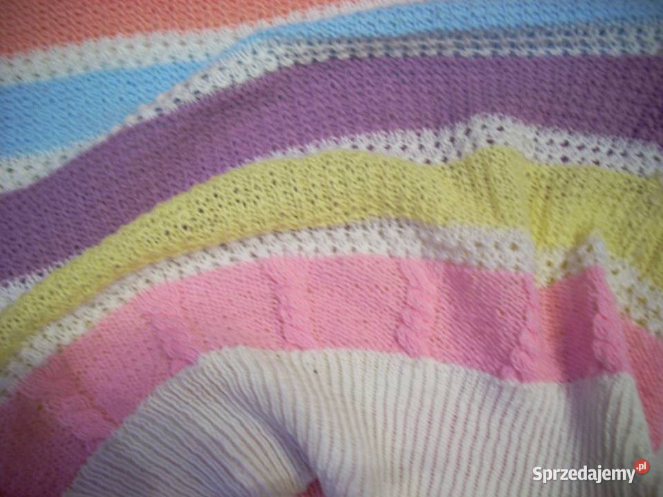 Pastelowy Sweter Robiony na Drutach 38 M