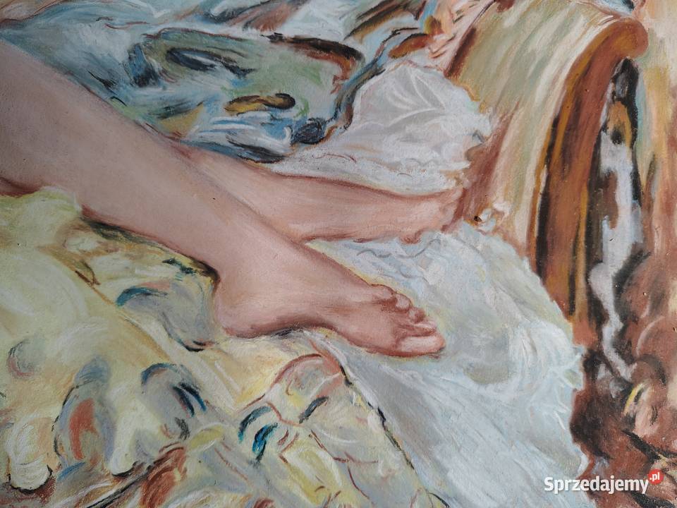 Piękny stary obraz pastel Kartuzy