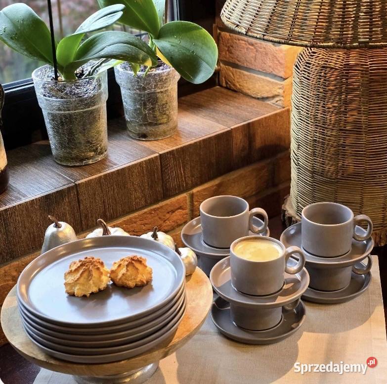 99 Talerze z kubkami 18 elementów szare Zabrze sprzedam