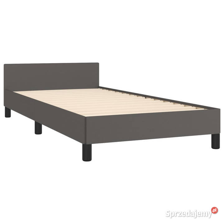 Rama łóżka z zagłówkiem szara sztuczna skóra 128cm Warszawa