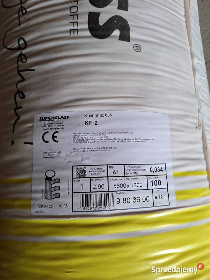 Wełna mineralna 100mm Pozostałe Przewrotne