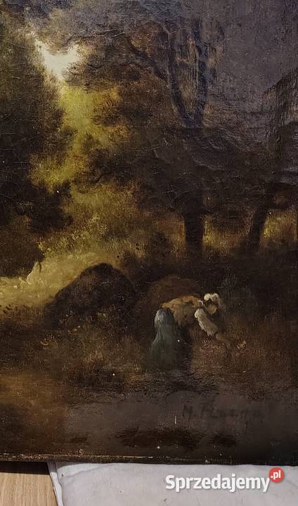 Park stary obraz olejny pomorskie Kartuzy sprzedam