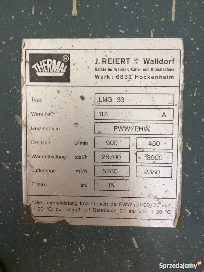 Nagrzewnica wodna Thermal 33kW dolnośląskie Oława
