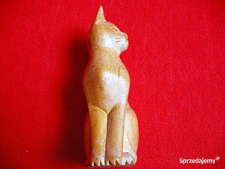 Kot Poważny kotek drewniany figurka stara 115 x mazowieckie