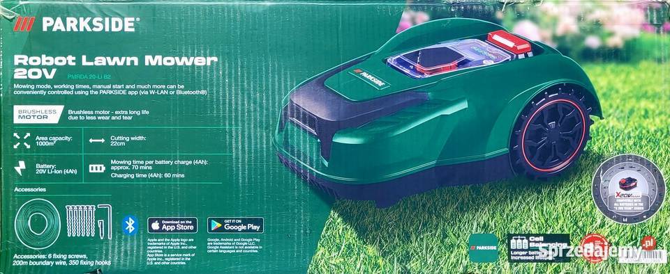 Nowa kosiarka robot Parkside PMRDA 20Li B2 garaż Wrocław