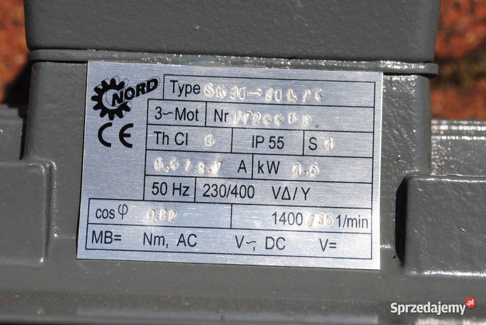 Motoreduktor 15kw 36obrmin Firmy NORD Kargowa