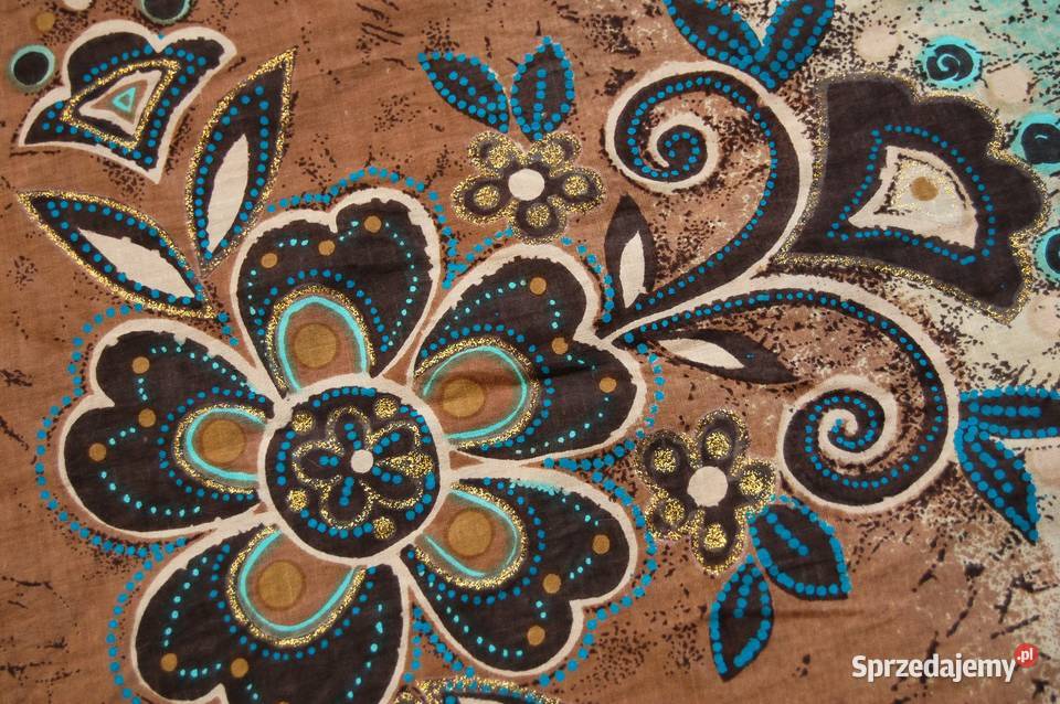 Spódnica midi rozkloszowana turkus brąz Drapers