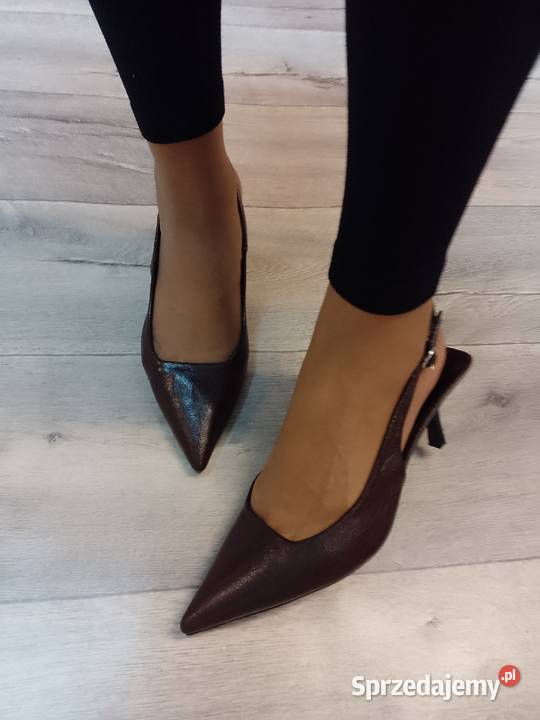 4041 Brązoweczekoladowe czółenka wieczorowe z Kraków
