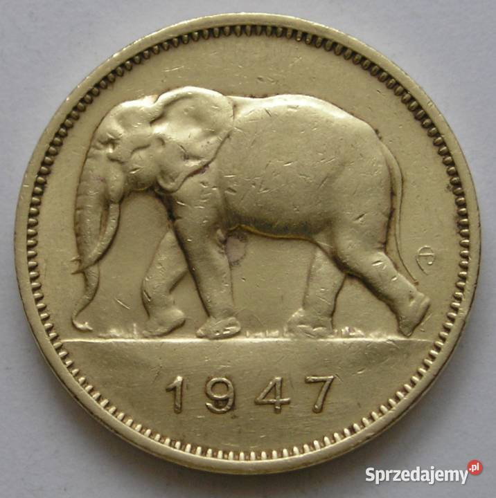 KONGO BELGIJSKIE 2 FRANKI 1947 SLOŃ Łódź