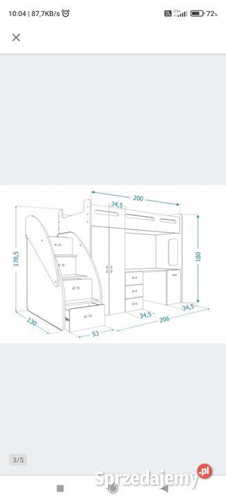 Piętrowe łóżko dziecięce z biurkiem i szafą Częstochowa sprzedam