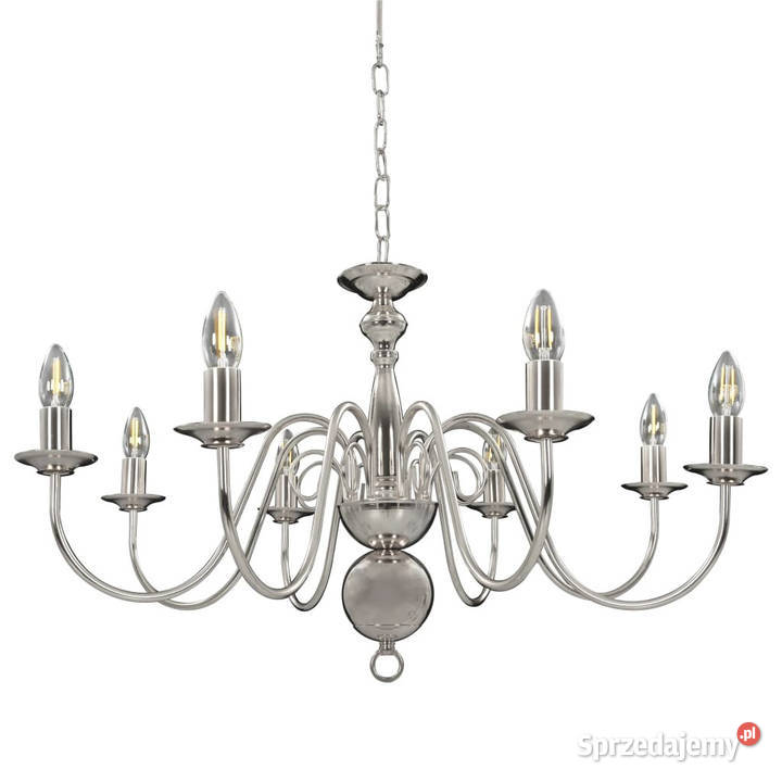 Żyrandol srebrny 8 żarówek E14 WM281618