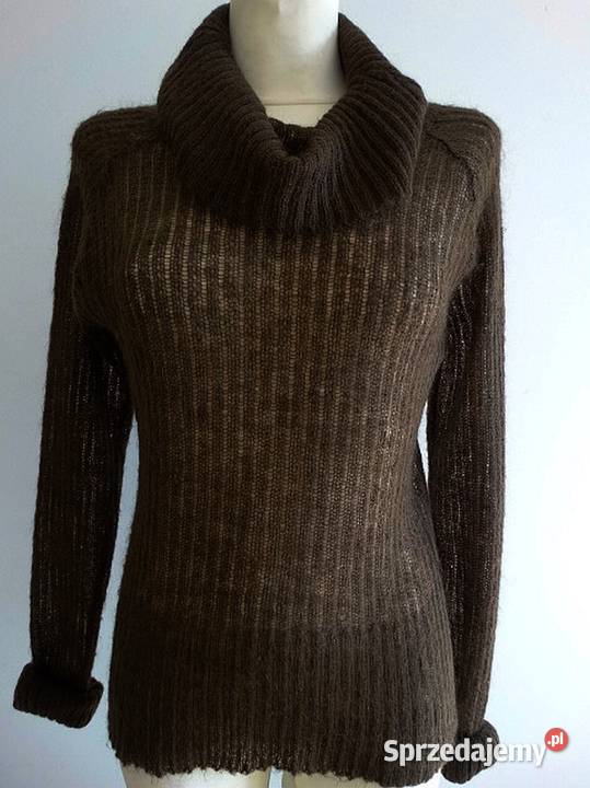Sweter z Golfem Czekoladowy z Moherem Mgiełka Łomża