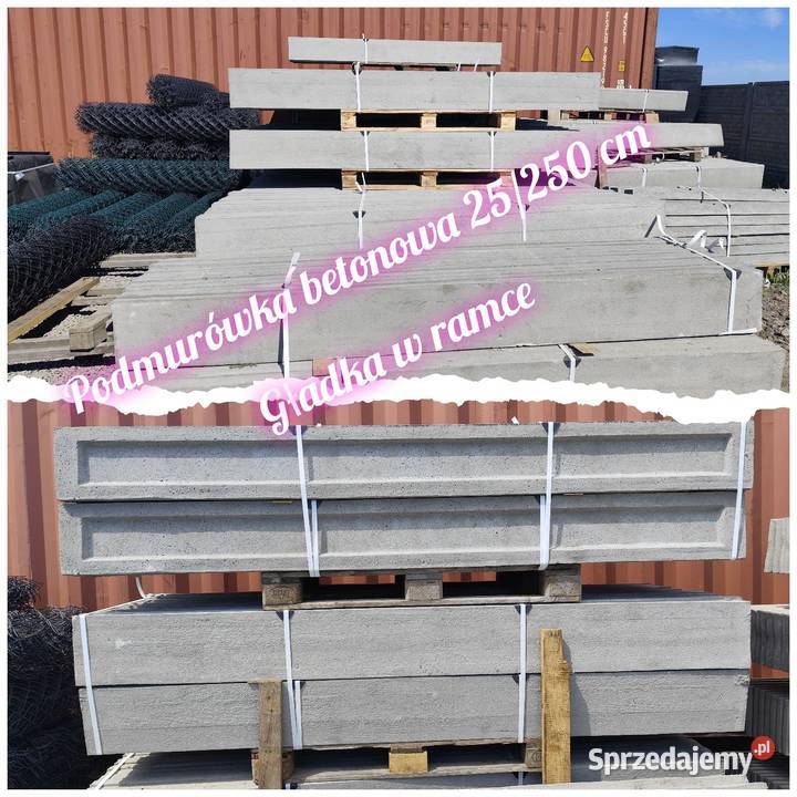 Podmurówka betonowa 25x250x5 ogrodzenie betonowe Elementy betonowe Roszczep