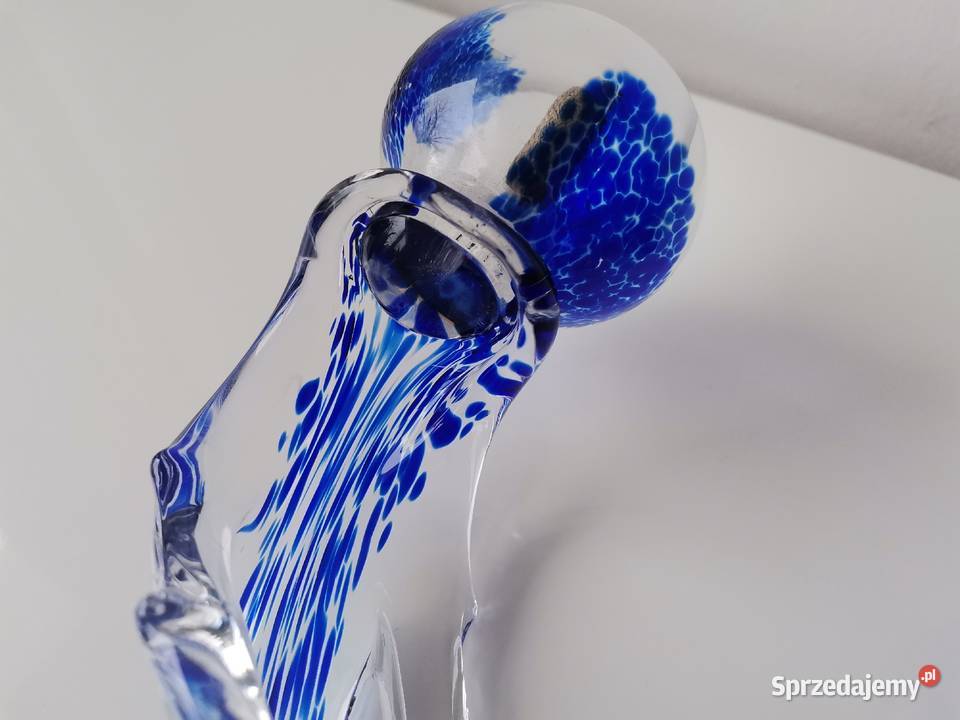 Stary duży szklany kolorowy świecznik lampka Katowice