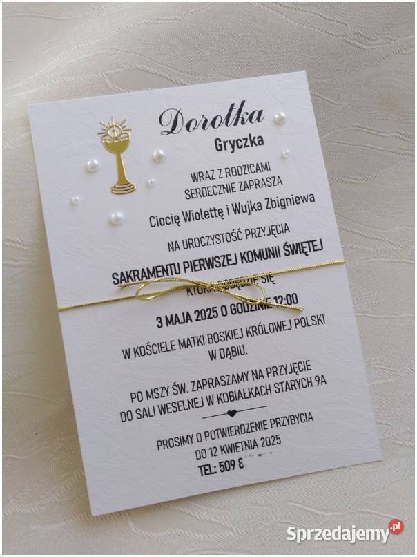 Zaproszenia na chrzest komunię lubelskie