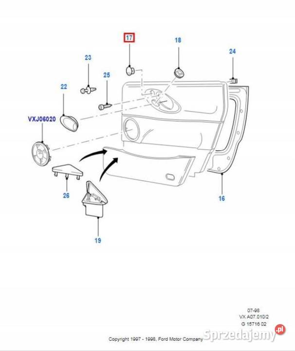 MASKOWNICA GŁOŚNIKA DRZWI TYŁ FORD GALAXY 9400