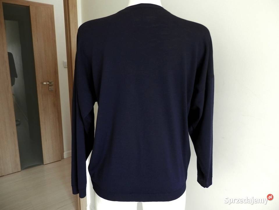 Sweter Kardigan Wełniany 100 Wełna Granatowy Swetry i golfy Łomża sprzedam