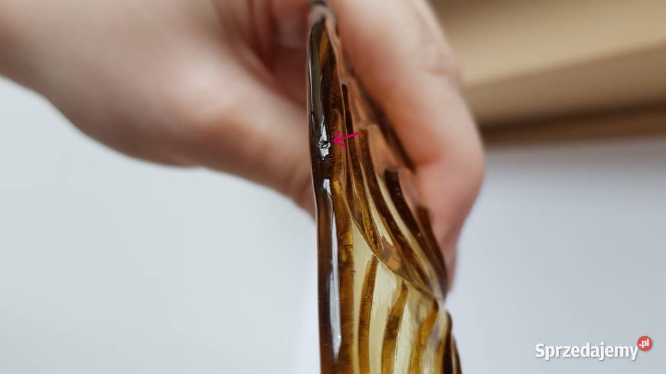 Talerzyki Fala Ząbkowice kolorowe szkło PRL