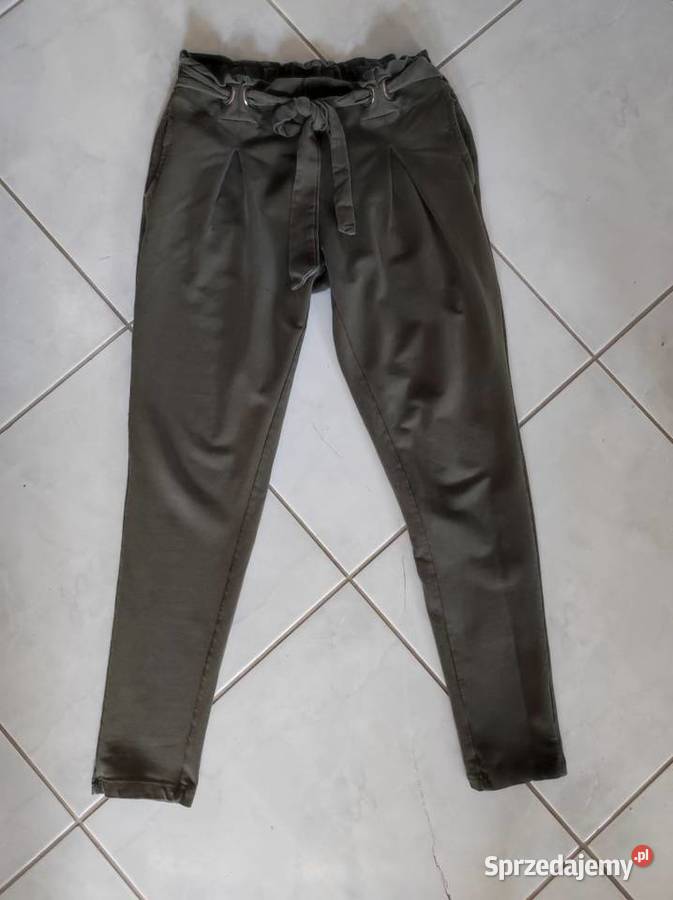 spodnie z wysokim stanem khaki casual bawełniane Kielce