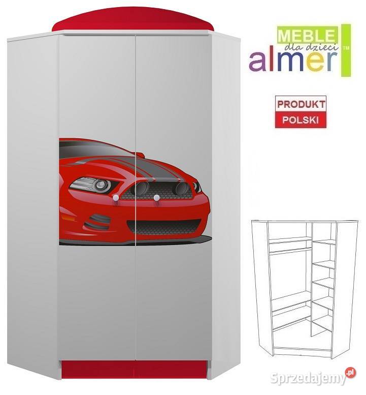 AUTO 10 N28 szafa narożna dziecięca 95x95 w190 Meble Międzyrzecz