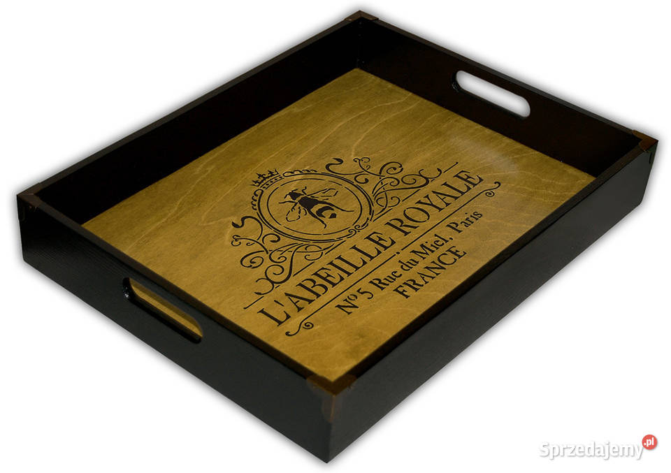duża TACA drewniana vintage LABEILLE ROYALE brązowy Bydgoszcz